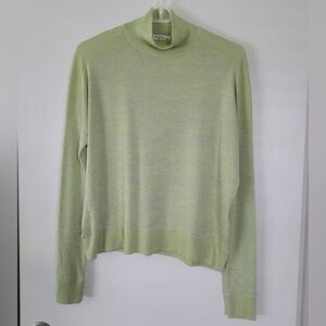 Rag Bone Sweater Womens XXS Lime Green Turtleneck Heathered Stretchy Preppy